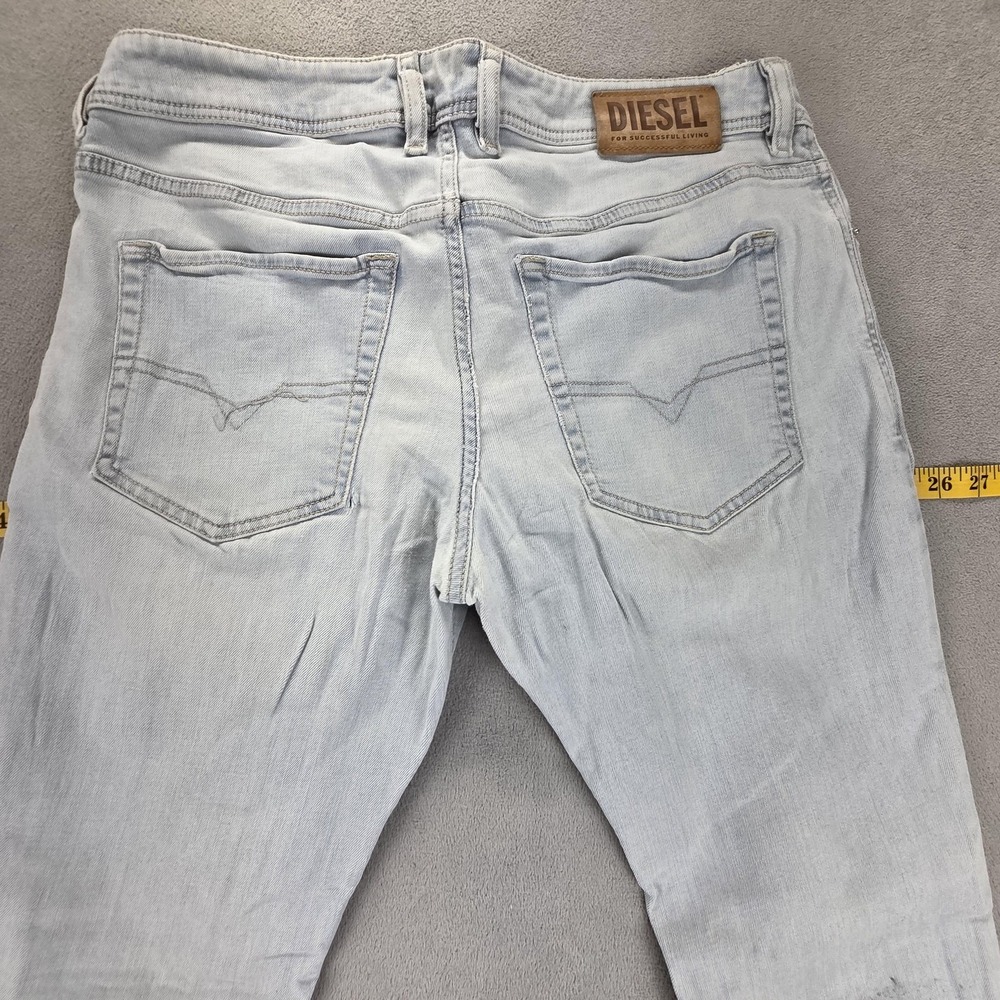 Diesel Jeans Mens 32x30 Blue Sleenker Skinny Stretch Light Wash Button Fly 009BJ - Picture 15 of 16